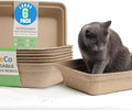CallieCo Disposable Cat Litter Boxes Large 6 Pack Leak Resistant | Portable, Biodegradable, Travel Friendly, Sturdy, Easy-Grip Rim, Cat Tray Liners