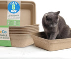 CallieCo Disposable Cat Litter Boxes Large 6 Pack Leak Resistant | Portable, Biodegradable, Travel Friendly, Sturdy, Easy-Grip Rim, Cat Tray Liners