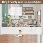 185" Extra Wide Retractable Baby Gates for Dogs, Retractable Fence, White | Indoor/Outdoor Extra Long Dog Gate, for Garage/Patio, Space-Saving, Easy to Use, Safety Lock, Durable Mesh Gate, Easy Install