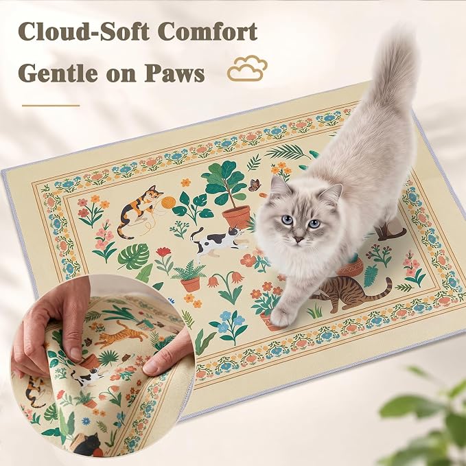 Bienbee Cat Litter Mat, 2 Pack 33" x 22" Machine Washable for Litter Boxes | Cat Litter Rug with Waterproof Backing, Non-Slip Grip and Soft On Kitty Paws to Catch Litter and Protect Floor