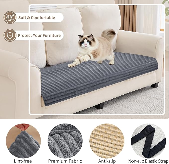 100% Waterproof Couch Covers for Dogs, 35"×59" Washable Couch Cover, Non Slip Sectional Couch Covers for 3 Cushion Sofa Cover Pet Friendly, Cat and Dog Couch Bed Cover- Dark Gray