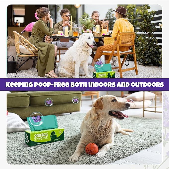 Sherr 20 Boxed Rolls 4000 Counts Lavender Scented Dog Poop Bag Bulk Leak Proof Dog Waste Bags Doggy Poop Bags Pet Waste Bag for Puppy Pets Outdoor Walking and Travel