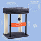Hey-brother Cat Tree, Sturdy Tower with Sisal-Wrapped Columns, MPJ010SG | 18.9 Inches Cats Scratching Posts with Bed, Plush Toy Ball for Indoor Kittens, Smoky Gray