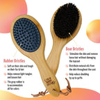 The Buddy System - Combo Bristle Pet Brush, 2-in-1 Brush | Dog & Cat grooming brush with 2 sides for dual capabilities.Durable rubber to losen hair and boar bristle to increase shine.