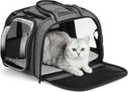 Pecute Cat Carrier with Bubble Window & Sunshade for Dogs Cats, Gray M | Dual bubble windows & top sunshade, 70% more airflow mesh, Impact-resistant stable frame, Locking zippers, Fits up to 11 lbs