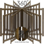 LZRS Wooden Free Standing Foldable Dog Gate Indoor – Solid Hard Wood 40" W x 24" H, Step-Over Safety Pet Gate for Doorways, Stairs & Small Spaces - Indoor Use, Walnut