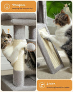 PAWZ Road 30" Cat Tower, Small Cat Tree with 2 Condos for Indoor Cats | cat trees for small cats,cat houses with scratching ramp and posts,dual condos&top perch for multi-cat