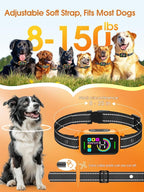 DINJOO Bark Collar for Large Medium Small Dogs - Smart AI 1S Stop Barking, Anti Barking Device & Dog Training Collar with Beep, Vibration & 8-Level Sensitivity, IP67 Waterproof - Pastel Orange