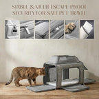 Top-Expandable Pet Carrier with Treat & Pet Window,17x11x9.5 Inch Alaska Hawaiian Airline Approved,Soft-Sided Dog Carrier for Small Dogs and Cats,Travel Cat Carrier with Locking Safety Zippers,Grey
