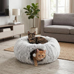 Extra Large Cat Tunnel, Long Cat Tunnel Bed, Foldable Cat Tunnel Toy for Indoor Cats, Spacious Pet Play Tunnel & Cat Bed for Cats Kittens