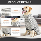 Dog Fleece Pajamas Large Dog 4 Legs Winter Clothes for Dog Fit Warm Jumpsuit for Dogs (Striped Black, X-Small)