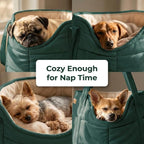 Plush Dog Purse Carrier for Small Dogs, Soft Dog Tote Bag with Safety Harness Clip, Cozy Pet Carrier for Dogs Under 15 lbs, Comfortable Dog Shoulder Carrier for Travel, Green