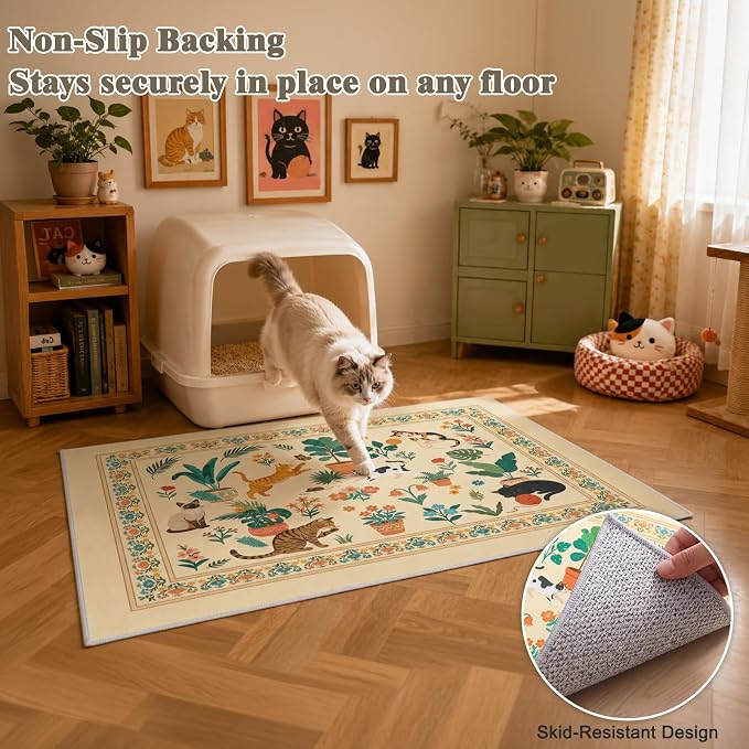 Bienbee Cat Litter Mat, 2 Pack 33" x 22" Machine Washable for Litter Boxes | Cat Litter Rug with Waterproof Backing, Non-Slip Grip and Soft On Kitty Paws to Catch Litter and Protect Floor