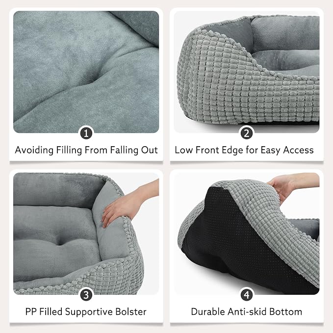 MIXJOY X-Large Dog Bed for Large, Medium, Small Dogs - Rectangle, Washable, Orthopedic, Soft Calming Sleeping Puppy Bed - Durable Pet Cuddler with Anti-Slip Bottom - XL (35"x25"x9")