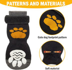 PUPTECK Anti-Slip Dog Socks with Double Sides Grips for Small Medium Large Dogs Hardwood Floors Prevents Licking, Dog Shoes for Hot Pavement Traction Control Paw Protector for Senior Dogs,Golden Paw S