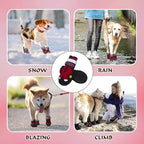 Dog Shoes for Large Dogs, 360°Anti Slip Medium Dog Boots & Paw Protectors Winter Snowy, Waterproof 4Pcs Dog Booties with Reflective Strips (Size 5: 2.37''x2.87''(W*L), Red)