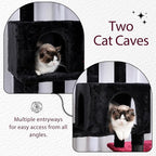 Hey-brother Cat Tree Tower with Stable Extended Base, 3 Platforms, MPJ038BR | 70.9 Inches Multi-Level Sisal Scratching Posts, Wide Bed, 2 Cozy Condos, 2 Hammocks, Toy Balls for Indoor Cats, Black and Red