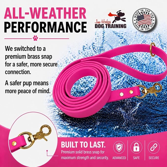 Gummy K9 Dog Leash, Biothane, Dog Training Leash, Made in The USA, 6 Feet, Various Sizes & Colors (5/8, Pink)