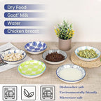 Ceramic Cat Food Bowls with Metal Holder, 6 Pack 5.7-in Elevated Dishes | Food-Safe Ceramic, Shallow Whisker-Friendly Plates For Wet Meals, Kibble, Water, Dishwasher And Microwave Safe