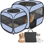 2-in-1 Portable Cat Playpen(End Doors), Pop up Kitten Playpen, Assembly-Free, Pet Tent Crates Kennel Cage Enclosure for Dog Puppy Indoor Outdoor(No Divider, Unified Space)