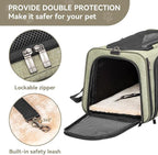 Petsfit Small Double Expandable Cat Carrier for Kittens and Air Travel | 16 x 10 x 9 in; sized for Alaska Airlines, with locking zippers, an interior safety tether and multi-side ventilation.
