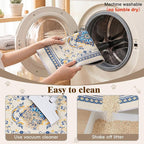 Bienbee Cat Litter Mat, 2PCS 33"x22" Machine Washable Litters Box Mats Non-Slip &Waterproof Cat Litters Trapping Mats Easy to Clean Mat for Litter Box Less Waste Protects Floors Blue and Gold L