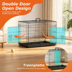 FDW 24-Inch Dog Crate for Small Dogs, Double Door Folding Metal Wire Pet Kennel with Divider Panel & Leak-Proof Plastic Tray, Black