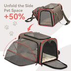 Petsfit Expandable Cat Carrier Dog Carriers,Airline Approved Soft-Sided Portable Pet Travel Washable Carrier for Kittens,Puppies,Removable Soft Plush mat and Pockets,Locking Safety Zippers | 17 x 11 x 11 in; sized for Delta Air Lines, with locking zipp...