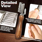 Dog Dematting Comb with Wooden Handle Undercoat Rake for Dogs | Stainless Steel Blades,Dog Dematting Rake,Pet Dematting Tool for Long Haired Dogs&Cats,Remove Loose Hair Mats Knots Tangles