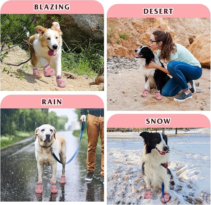 Dog Shoes for Large Medium Small Dog, Mesh Breathable Dog Shoes for Hot Pavement, Anti-Slip Dogs Boots Paw Protectors with Reflective for Outdoor Indoor Hardfloors
