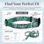 Lucky Love Dog Collar and Leash Set, Beautiful & Vivid Patterns, Easy On & Off Clasp Accessory (Blue Laguna, XS Combo)