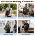 Dog Sling Carrier for Small Dogs & Cats,Pet Carrier Sling Bag with Adjustable Straps,Comfortable & Secure Travel Crossbody Bag for Puppies Up to 19lb,Airline Approved pet Carrier (Black)