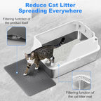 Non-Stick Stainless Steel Litter Box, XL Side Open Splash-Proof (White) | Leak-Proof Seamless Seal, Ellenpent Large Capacity, Cat Litter Box with Lid for Multi-Cats, Easy-Clean & Durable