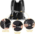 WOYYHO Pet Dog Carrier Backpack, Ventilated Small Dog Front Backpack | Small Dog Front Backpack, with Adjustable Straps, Safety Belt, Storage Pockets, for Travel Hiking Outdoor, Grey, M