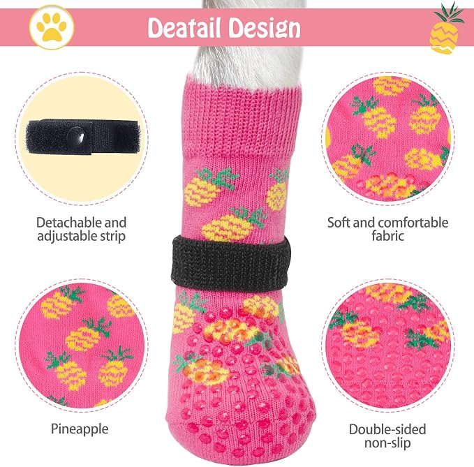 SCENEREAL Anti Slip Dog Socks to Prevent Licking Paws for Hardwood Floors | Double Sides Dog Shoes Boots & Paw Protectors for Hot/Cold Pavement, Dog Grippy Booties for Small Medium Large Senior Dogs