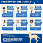 BRKURLEG Dog Raincoat, Waterproof Rain Jacket with Hood, Blue, XL | Adjustable Windproof Rainproof Jacket with Leash Hole, Reflective Breathable Rain Coat Poncho, for Small to Large Dogs