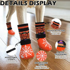 EXPAWLORER Halloween Anti Slip Dog Socks to Prevent Licking Paws, Boots & Paw Protectors with Spider Web Grippers,Doggie Booties for Hardwood Floors for Small Medium Large Senior Dogs Orange Pumpkin S