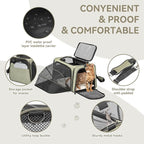 Petsfit Small Double Expandable Cat Carrier for Kittens and Air Travel | 16 x 10 x 9 in; sized for Alaska Airlines, with locking zippers, an interior safety tether and multi-side ventilation.