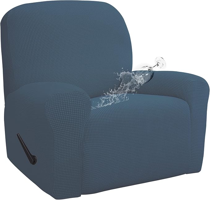 Easy-Going 100% Waterproof Recliner Chair Cover，1-Piece Recliner Slipcover | Dual Waterproof Couch Cover for Recliner，Leakproof Furniture Protector for Kids Pets Dog Cat Daily Stain, Bluestone
