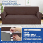 YEMYHOM Couch Cover Latest Jacquard Design High Stretch Sofa Covers for 2 Cushion Couch, Pet Dog Cat Proof Loveseat Slipcover Non Slip Elastic Furniture Protector (Medium, Begonia Leaf Coffee)