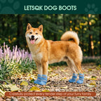 Dog Shoes, Non-Slip Dog Booties for hot Pavement, 4Pcs Blue 1# | Waterproof TPE Sole, Breathable Dog Boots with Reflective Straps, Idear for Hardfloors, Outdoor, Small Medium Paw Protectors