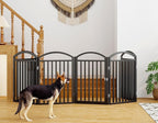Foldable Pet Fence 144" Wide, 32" Tall,No-Assembly Dog Gate with Door,Black | 6 Panels Metal Folding Freestanding Dog Gate Walk Through,Extra Accordion Puppy Folding Playpen for Doorways, Stairs,House