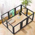 FXW AuraSpace Clear Acrylic Indoor Dog Playpen, 30" H, 10 Panels, Black | Open View, Modern Home Fit, No Climbing Bars, Tool-Free Setup, For Small & Medium Dogs