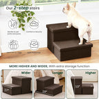 Love's cabin Dog Stairs for High Bed, Foldable Pet Stairs for Small Medium or Large Dogs Puppy with Storage for Bed or Couch, Cat Dog Steps Ramp with Zip up to 200 lbs, Coffee, 2 Steps