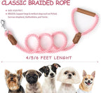 Mile High Life Dog Leash Braided Cotton Rope w/Leather-Wrapped Ends/Handle | Rust-proof 360° swivel clasp, Heavy-duty for medium/large breeds. Great for weddings, daily walks (6 FT, 1/2", Pink)