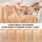 Waterproof Calming Cat Blanket for Indoor Cats, Noiseless Soft Plush Dog Blanket for Pets, 500GSM Thick Faux Fur Pet Throw, Couch Furniture Protector for Puppy, Sand Beige, 25x30IN