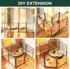 FXW AuraSpace Pro Clear Acrylic Indoor Dog Playpen, 32" H, 8 Panels | Open View, No Climbing Bars, Heavy-duty Metal, DIY Layouts, Easy Access, For Small & Medium Dogs, Patented