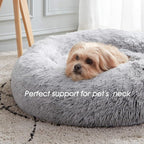 WESTERN HOME WH Calming Dog Bed & Cat Bed Washable Puppy Bed,24" Light Grey | Fluffy Faux Fur Round Cuddler,Anti-Anxiety,Anti-Slip Bottom,Self-Warming Pet Beds for Puppy&Small Dog&Large Cat,Up to 25 LBS