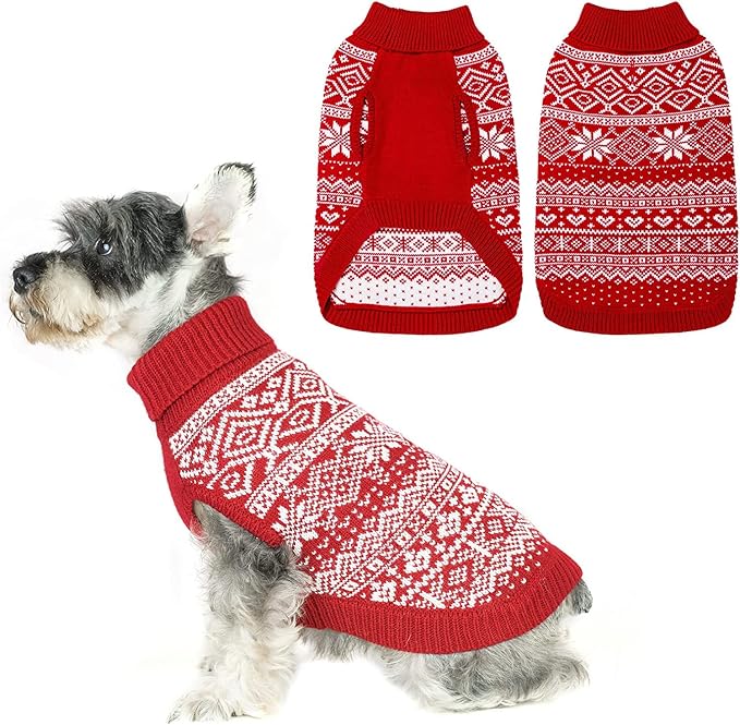HOMIMP Dog Sweater Argyle - Warm Winter Clothes, Soft Coat for Small Medium and Large Dogs, Ugly Pet Clothing for Boy Girl Puppy