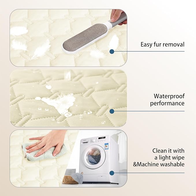 gogobunny 100% Double-Sided Waterproof Dog Bed Cover Pet Blanket Sofa Couch Furniture Protector for Puppy Large Dog Cat, Reversible (82x82 Inch (Pack of 1), Dark Cream/Light Cream)